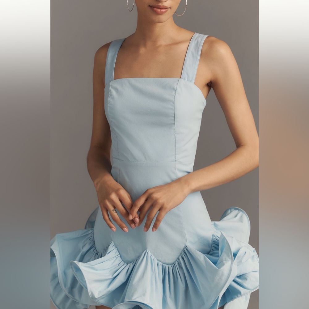 NWT Anthropologie Maeve Strapless Ruffle Mini Dress Sz MP - Picture 4 of 13